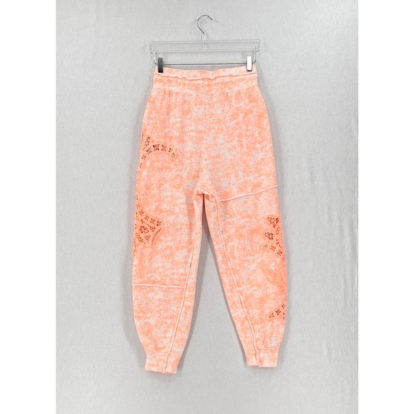 FREE PEOPLE Movement Sweatpants Womens XS White Neon Orange Sun and Done Jogger - Picture 4 of 16